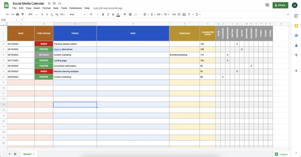 Free Social Media Calendar Template for Google Sheets: Simplify Your ...